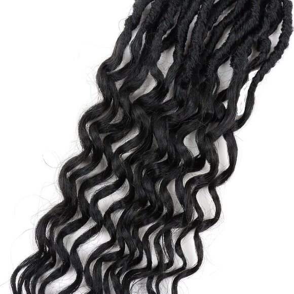 Faux Locs Crochet Hair Soft Locs Wavy Ends 18 Inch 8 Pack Natural Black main image 4